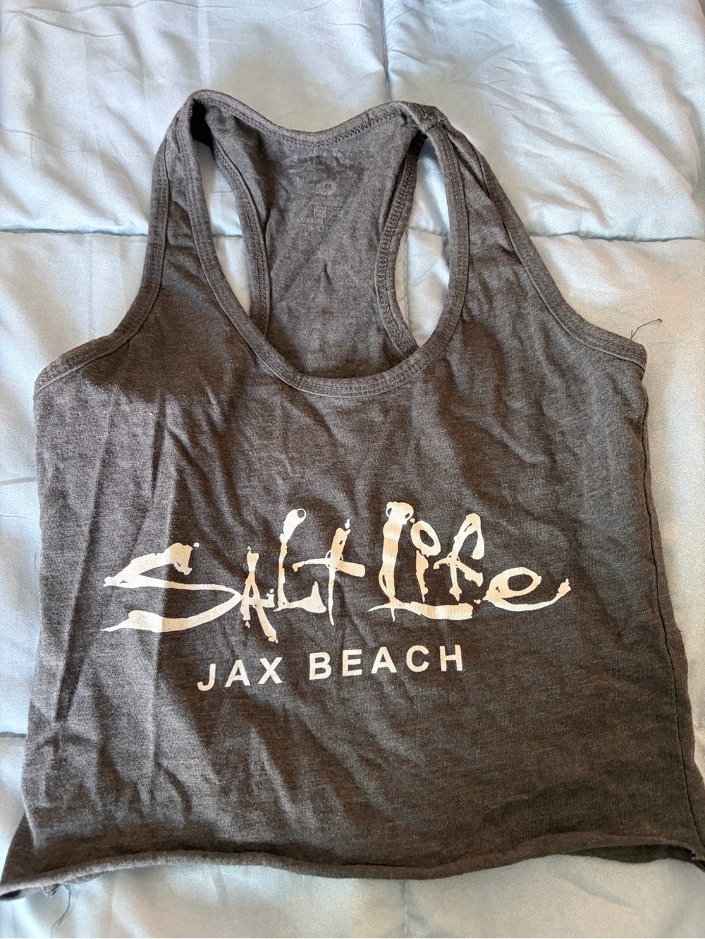 Salt Life Jax Beach Women's Swim Coverup Tank in Dark Gray with White Logo
